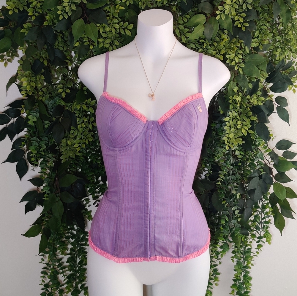 butterfly baby corset • purple with pink frills